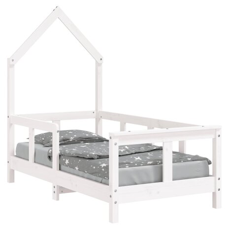Kinderbedframe 70x140 cm massief grenenhout wit 2