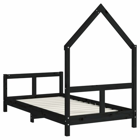Kinderbedframe 80x160 cm massief grenenhout zwart 6