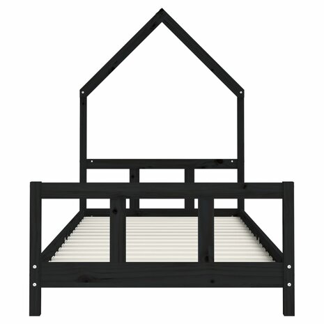Kinderbedframe 90x190 cm massief grenenhout zwart 4