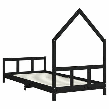 Kinderbedframe 90x190 cm massief grenenhout zwart 6