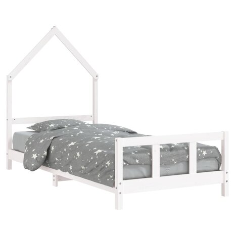 Kinderbedframe 90x200 cm massief grenenhout wit 2