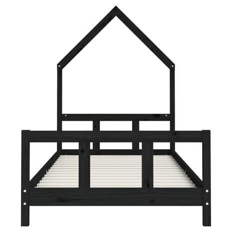 Kinderbedframe 90x200 cm massief grenenhout zwart 4