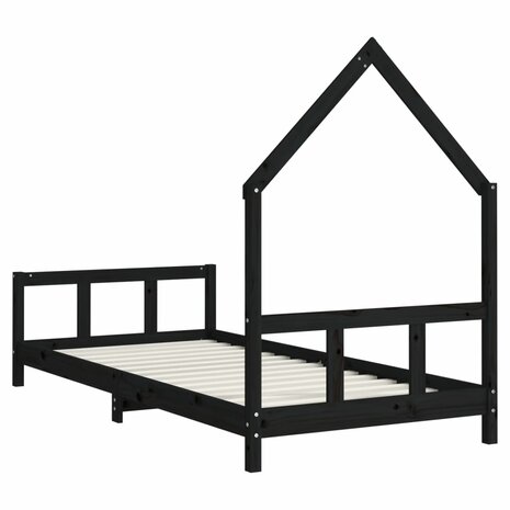 Kinderbedframe 90x200 cm massief grenenhout zwart 6