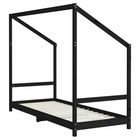 Kinderbedframe 80x200 cm massief grenenhout zwart 6