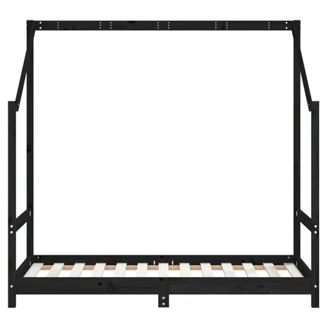 Kinderbedframe 80x160 cm massief grenenhout zwart 4