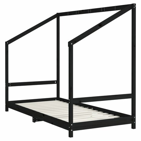 Kinderbedframe 90x190 cm massief grenenhout zwart 3
