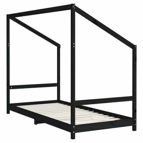Kinderbedframe 90x190 cm massief grenenhout zwart 6