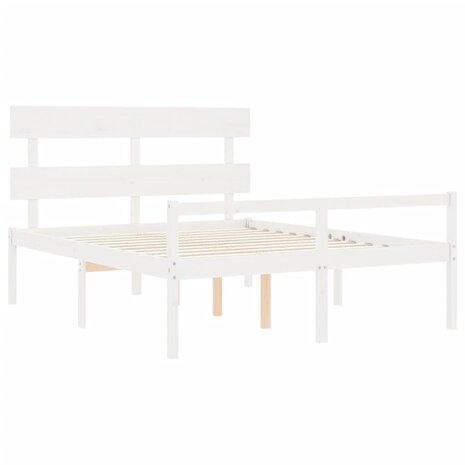 Seniorenbed met hoofdbord massief hout wit 160x200 cm 5