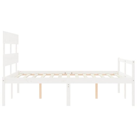 Seniorenbed met hoofdbord massief hout wit 160x200 cm 7