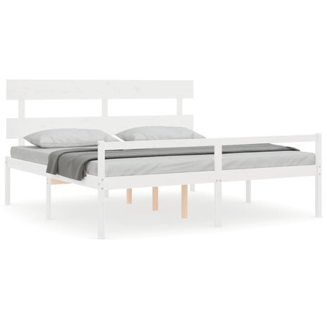 Seniorenbed met hoofdbord massief hout wit 2