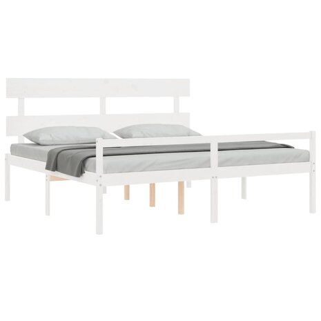 Seniorenbed met hoofdbord massief hout wit 4