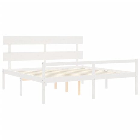 Seniorenbed met hoofdbord massief hout wit 5