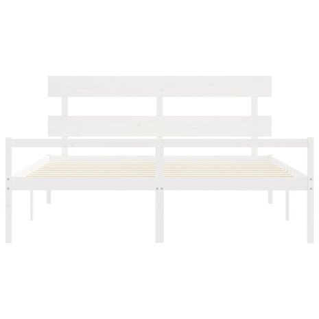 Seniorenbed met hoofdbord massief hout wit 6