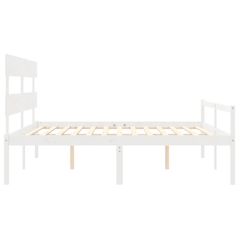 Seniorenbed met hoofdbord massief hout wit 7