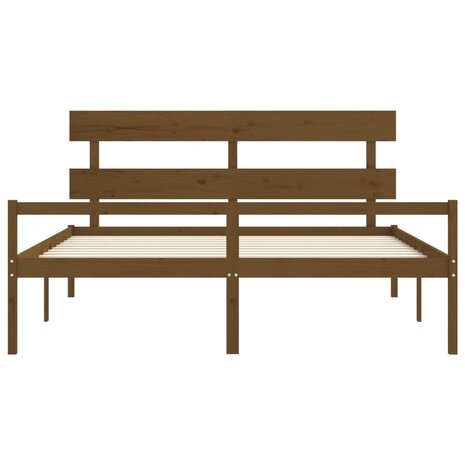Seniorenbed met hoofdbord massief hout honingbruin 200x200 cm 6