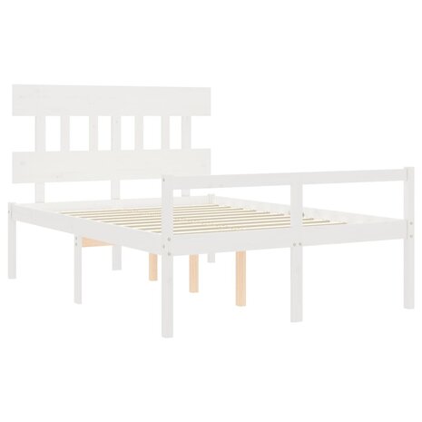 Seniorenbed met hoofdbord massief hout wit 140x200 cm 5