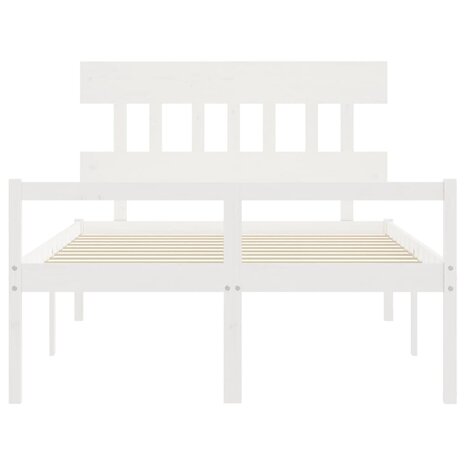 Seniorenbed met hoofdbord massief hout wit 140x200 cm 6