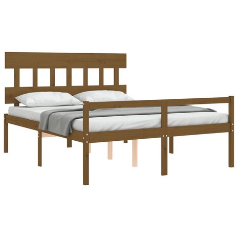 Seniorenbed met hoofdbord massief hout honingbruin 4