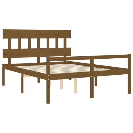 Seniorenbed met hoofdbord massief hout honingbruin 5
