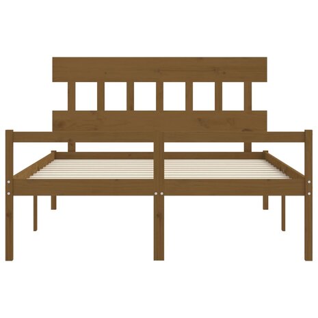Seniorenbed met hoofdbord massief hout honingbruin 6