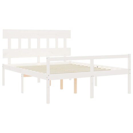 Seniorenbed met hoofdbord massief hout wit 160x200 cm 5