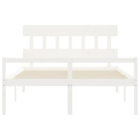 Seniorenbed met hoofdbord massief hout wit 160x200 cm 6