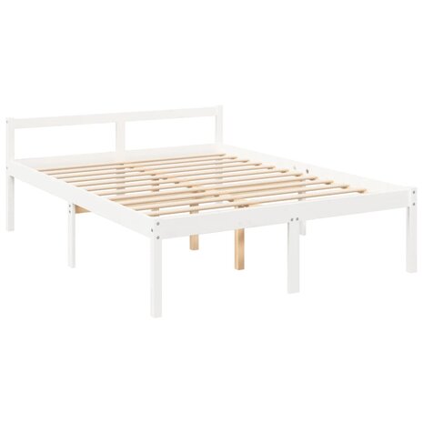 Seniorenbed met hoofdbord massief hout wit 160x200 cm 9