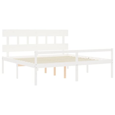 Seniorenbed met hoofdbord massief hout wit 5