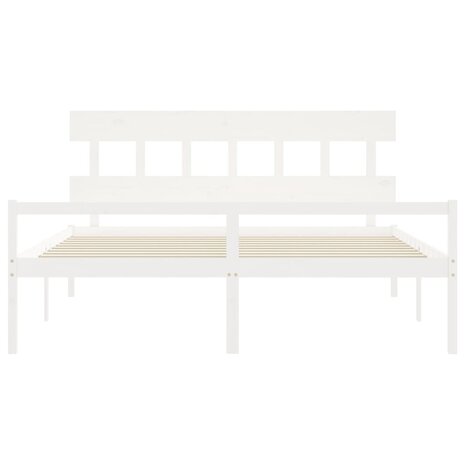 Seniorenbed met hoofdbord massief hout wit 6