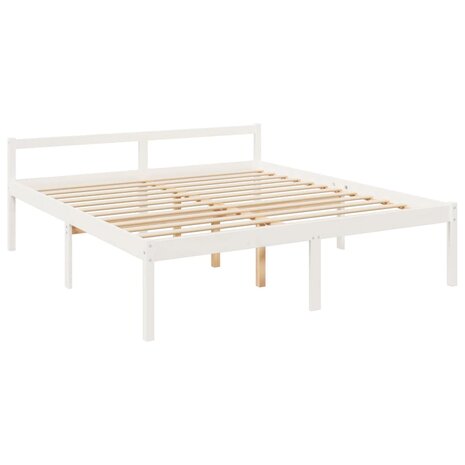 Seniorenbed met hoofdbord massief hout wit 9