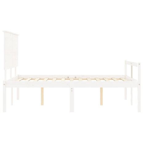 Seniorenbed met hoofdbord massief hout wit 7