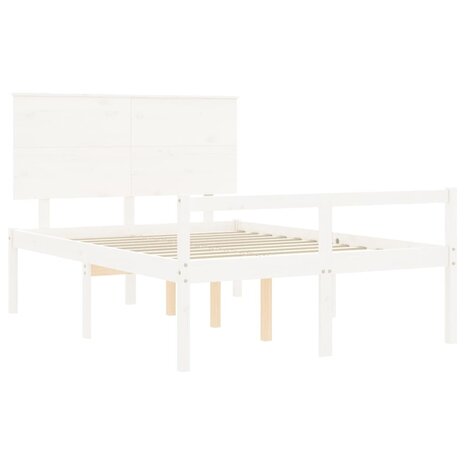Seniorenbed met hoofdbord massief hout wit 140x200 cm 5