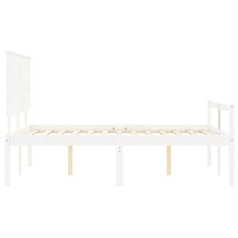 Seniorenbed met hoofdbord massief hout wit 140x200 cm 7