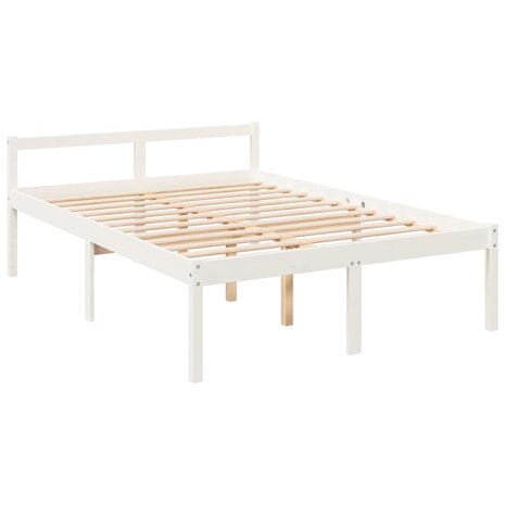 Seniorenbed met hoofdbord massief hout wit 140x200 cm 9