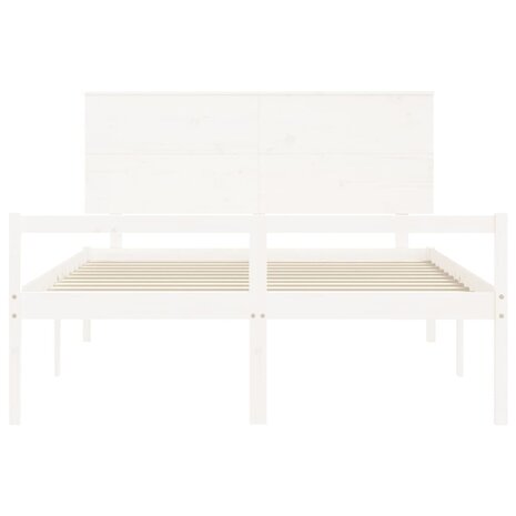Seniorenbed met hoofdbord massief hout wit 6