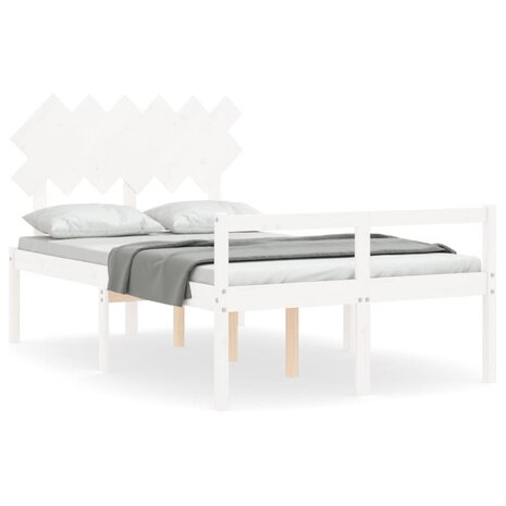 Seniorenbed met hoofdbord massief hout wit 2