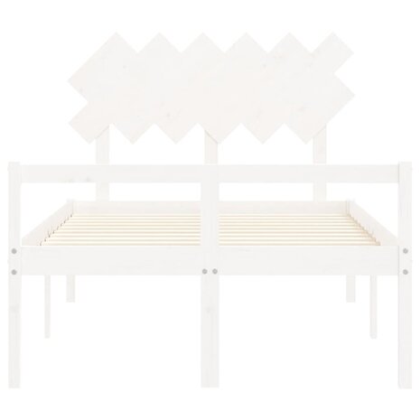 Seniorenbed met hoofdbord massief hout wit 6