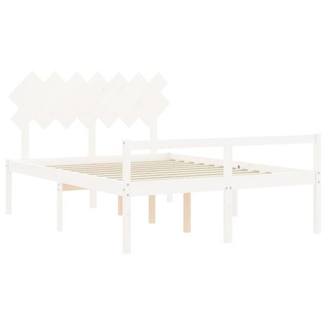 Seniorenbed met hoofdbord massief hout wit 140x200 cm 5