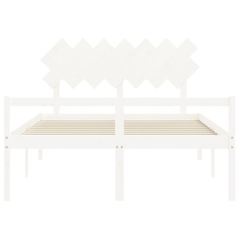 Seniorenbed met hoofdbord massief hout wit 140x200 cm 6