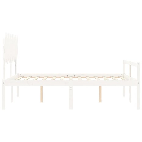 Seniorenbed met hoofdbord massief hout wit 140x200 cm 7