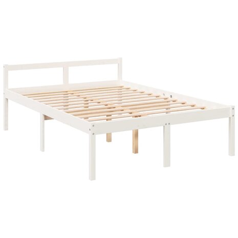Seniorenbed met hoofdbord massief hout wit 140x200 cm 9