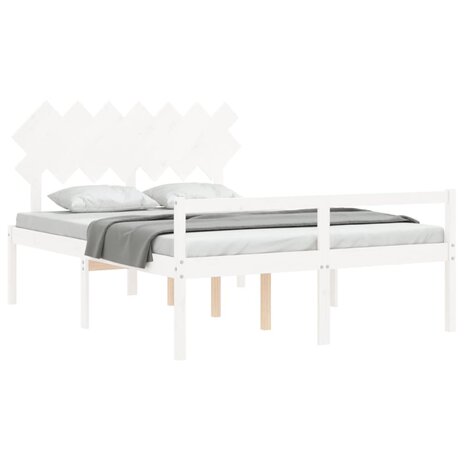 Seniorenbed met hoofdbord massief hout wit 4