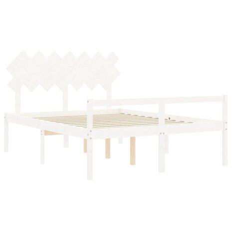 Seniorenbed met hoofdbord massief hout wit 5