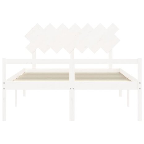 Seniorenbed met hoofdbord massief hout wit 6