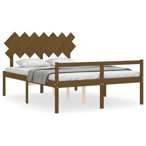 Seniorenbed met hoofdbord massief hout honingbruin 2