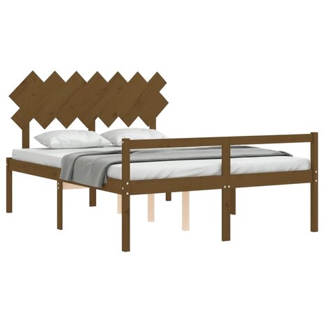 Seniorenbed met hoofdbord massief hout honingbruin 4