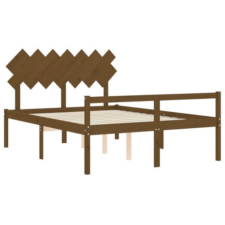 Seniorenbed met hoofdbord massief hout honingbruin 5