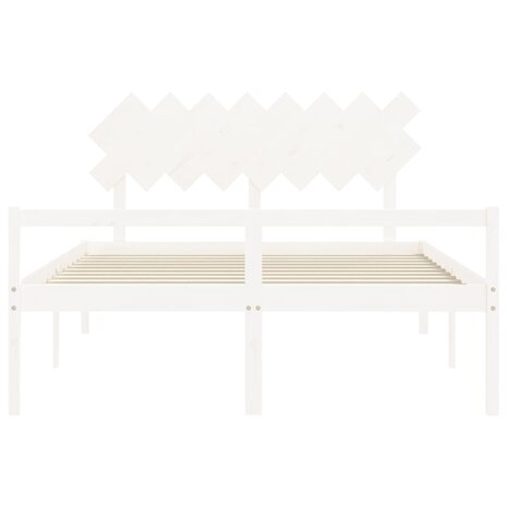Seniorenbed met hoofdbord massief hout wit 160x200 cm 6