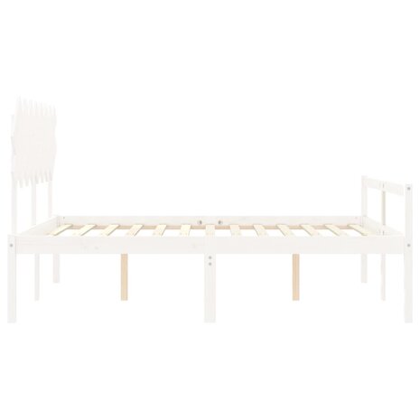 Seniorenbed met hoofdbord massief hout wit 160x200 cm 7