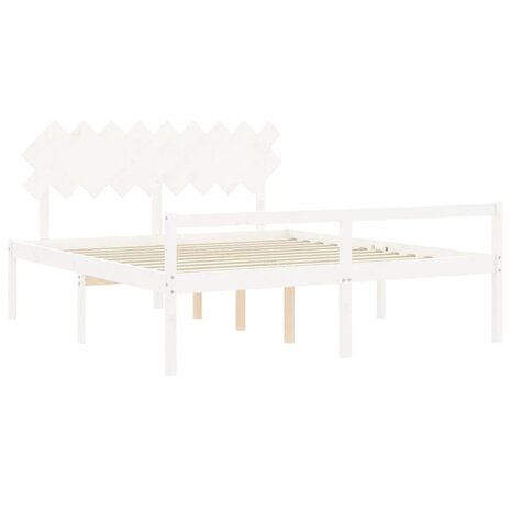 Seniorenbed met hoofdbord massief hout wit 5